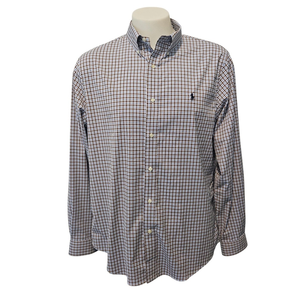 Polo Ralph Lauren Men's XL Classic Fit Performance Plaid Oxford Shirt Preppy